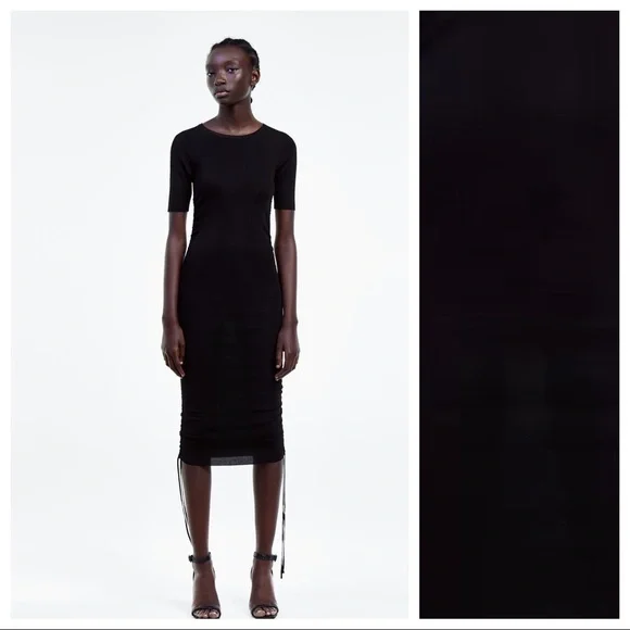 NWOT. Zara Black Midi Dress. Size M. - Picture 1 of 6